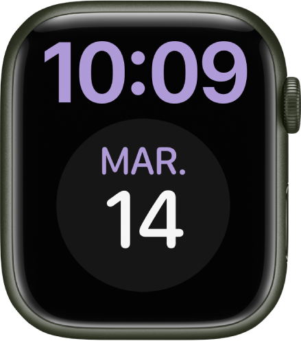 Le cadran Extra large affiche l’heure au format numérique en haut de l’écran. Une grande complication Calendrier se trouve en dessous.