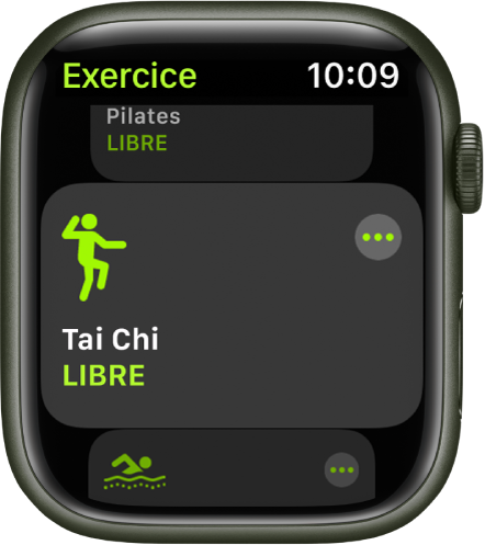 L’écran Exercice avec l’exercice Tai Chi mis en évidence.