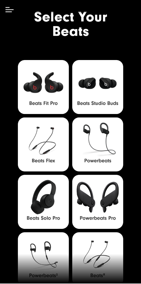 Beats app showing Select Your Beats screen