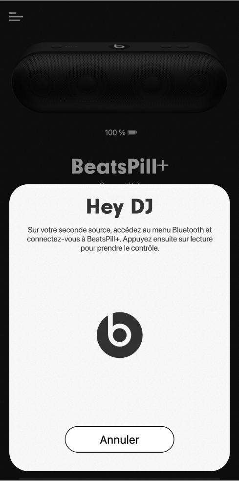 Le mode DJ de l’app Beats en attente de la connexion d’un deuxième appareil