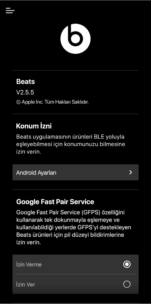 Beats’lerinizi Seçin ekranını gösteren Beats uygulaması
