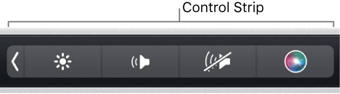 الـ Control Strip المطوي على الطرف الأيمن من Touch Bar.