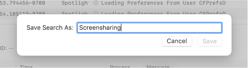 Shows saving a search in Console after entering search criteria.