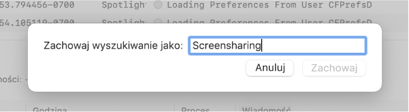 Zachowywanie wyszukiwania w Konsoli po wprowadzeniu kryteriów.