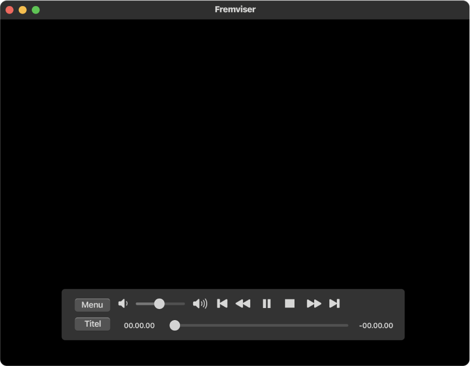 Dvd-afspiller-vinduet og betjeningspanelet til afspilning.