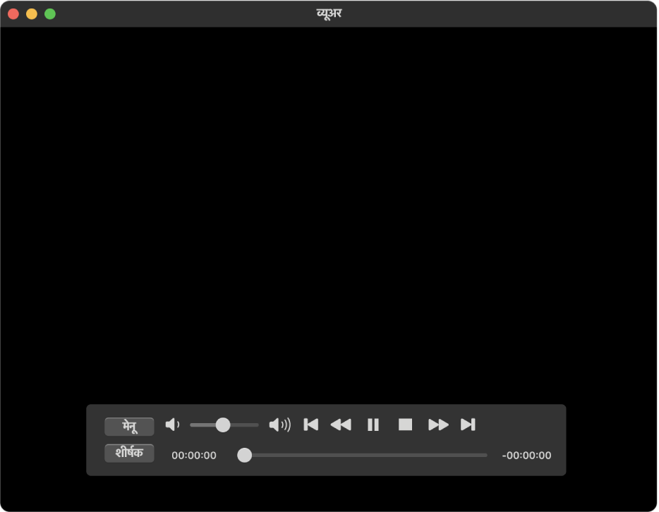 DVD प्लेयर विंडो और प्लेबैक नियंत्रण।