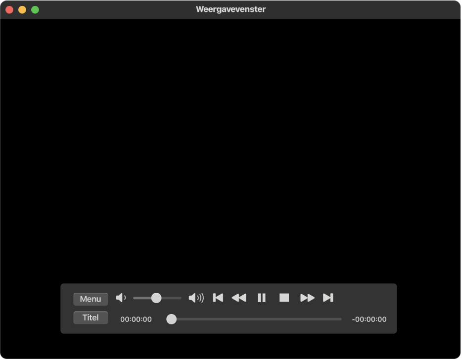 Het venster van Dvd-speler en de afspeelregelaars.