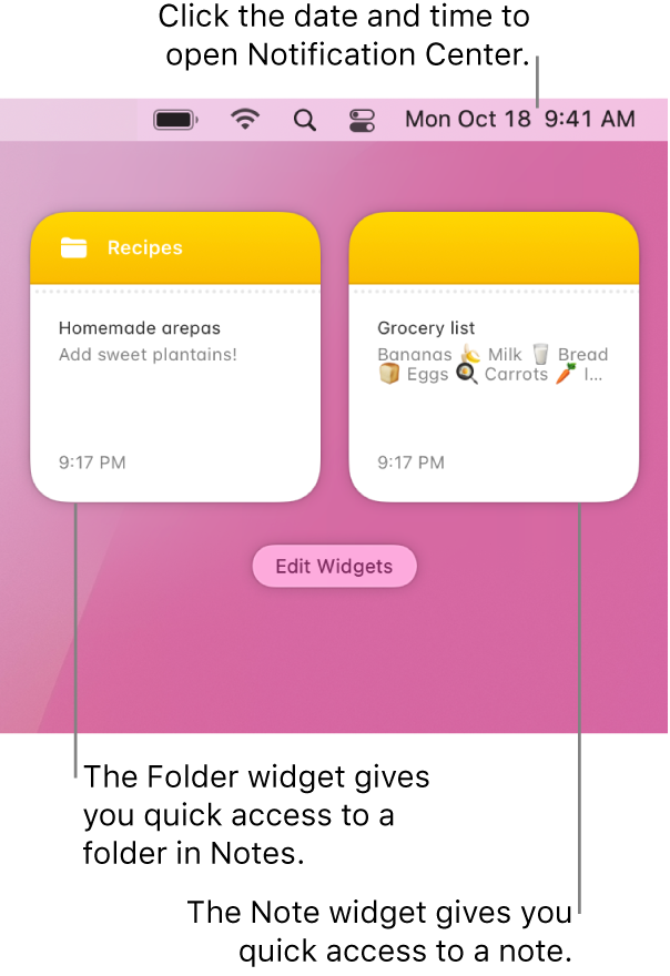 Use Notes widgets in Notification Center on Mac Apple Support