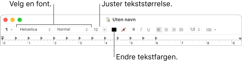 Juster tekststørrelse, farge og font.