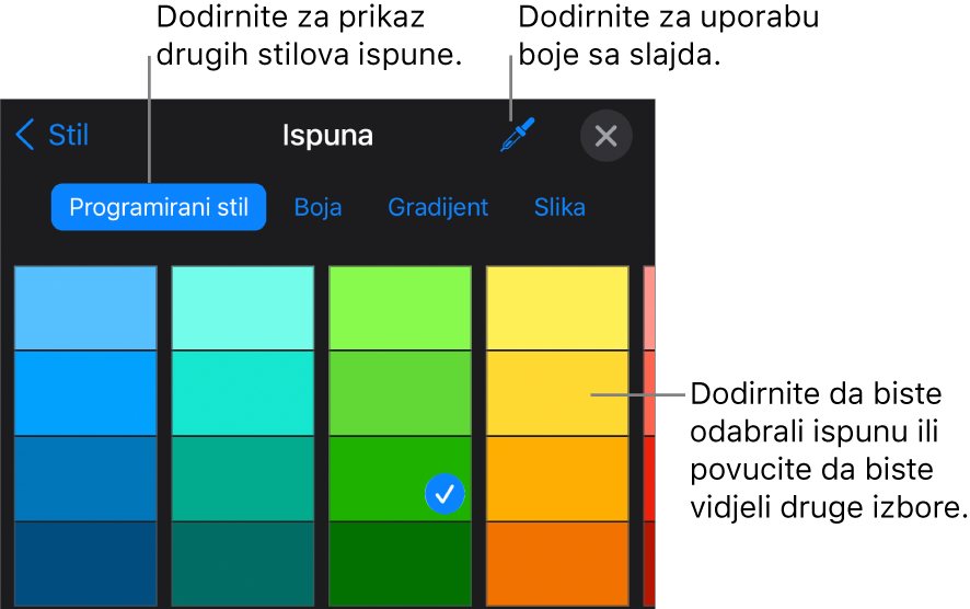 Opcije ispune u kartici Stil.