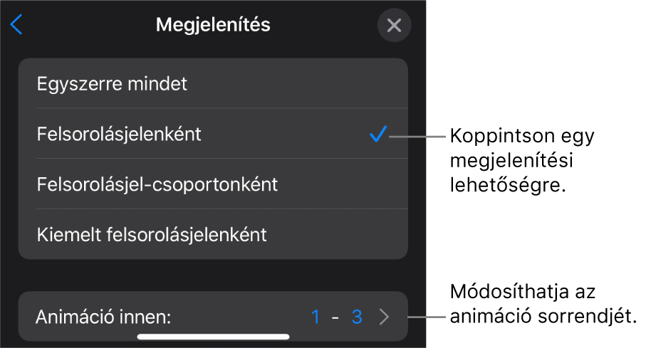 Végrehajtási beállítások a Belépés panelen.