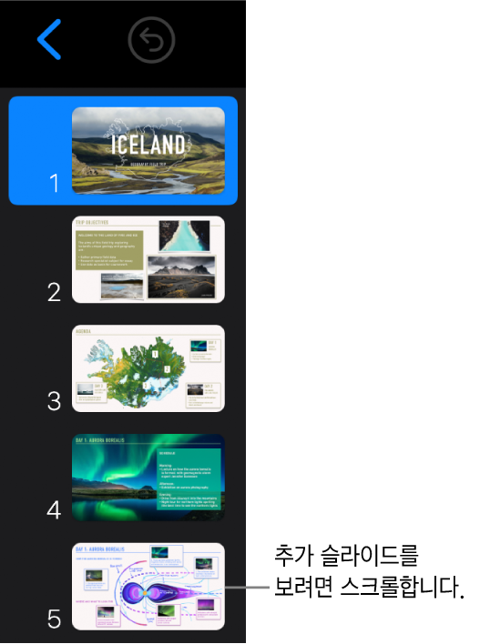 슬라이드 내비게이터.