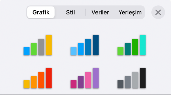 Biçim menüsünün Grafik sekmesindeki grafik stilleri.