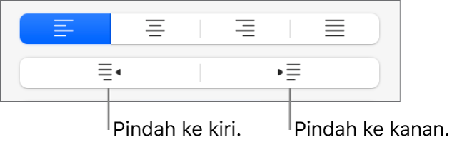 Pilihan perataan paragraf.