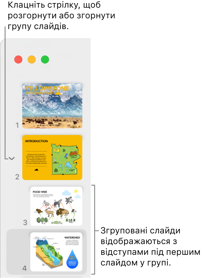 Навігатор слайдів зі слайдами з відступом.