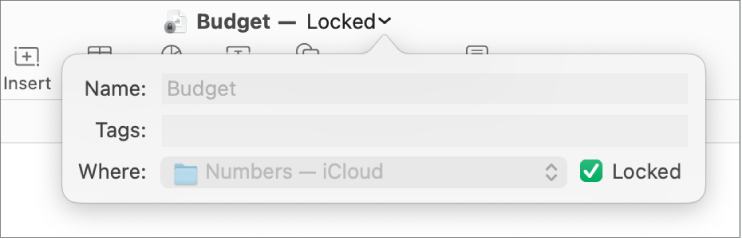 Pop-up for locking or unlocking a spreadsheet.