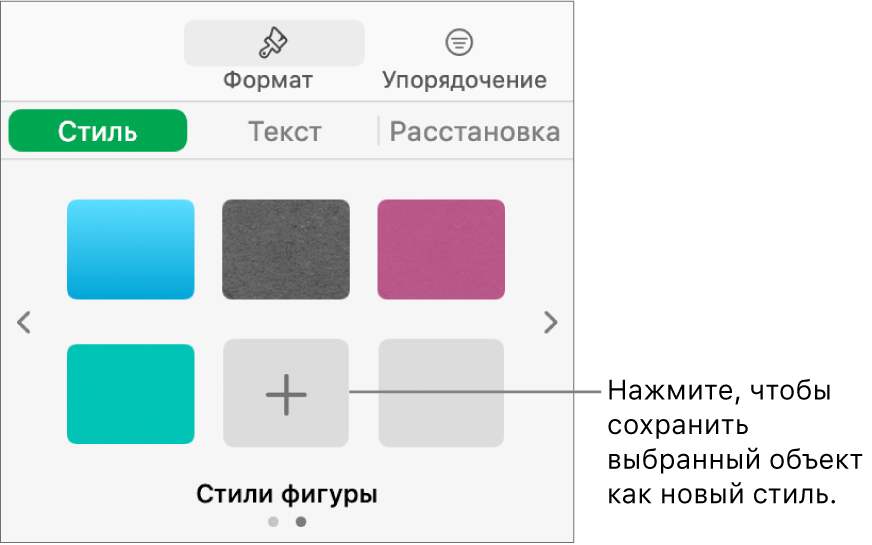 Вкладка «Стиль» в боковой панели «Формат» со стилями изображений, кнопкой «Создать стиль» и пустым заполнителем для стиля.