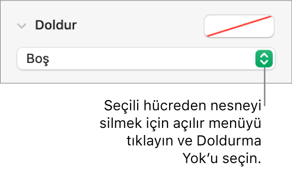 Seçilen bir hücreden nesne silmek için kullanılacak denetim.