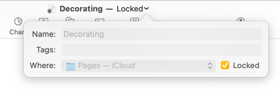 Pop-up for locking or unlocking a document.