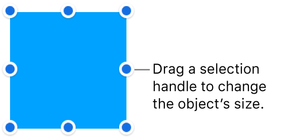 An object with blue dots on its border for changing the object’s size.