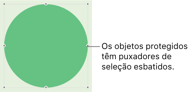 Um objeto protegido com puxadores de seleção esbatidos.