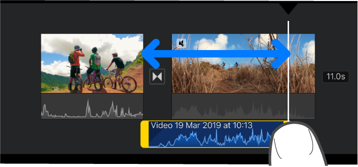 An audio clip being trimmed in the project timeline.