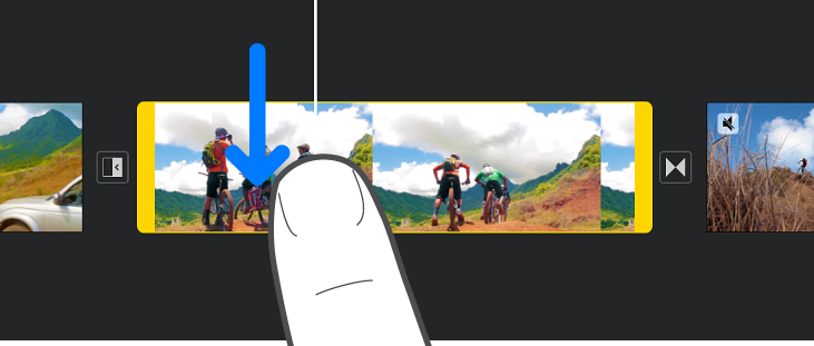 A clip being split in the project timeline.