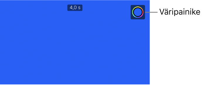 Katseluikkuna, jossa näkyy yhtenäinen sininen tausta ja Väri-painike oikeassa yläkulmassa.