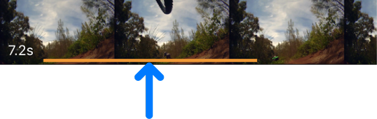 An orange line appearing at the bottom of a video clip in the media browser.