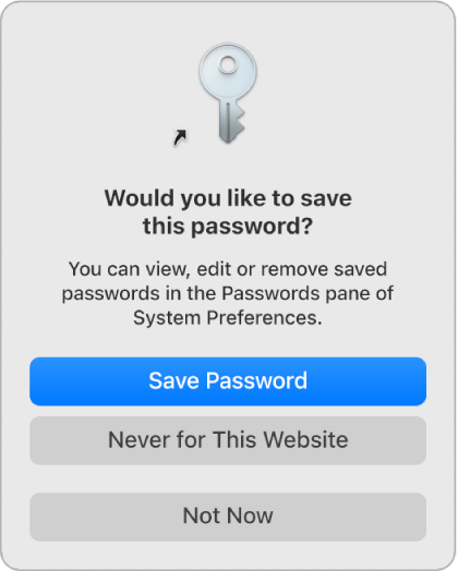 Dialogue asking if you want to save your password.