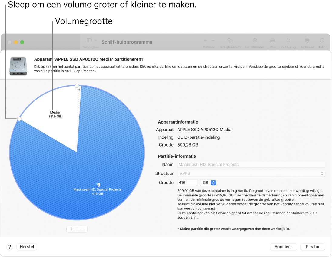 Een fysieke schijf met twee partities.