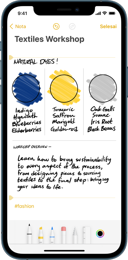 Lukis atau tulis dalam Nota pada iPhone - Apple Support (MY)