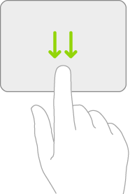 Illustration symbolisant le geste à effectuer sur un trackpad pour afficher l’écran d’accueil.