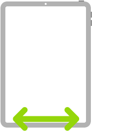 Một hình minh họa của iPhone. Mũi tên hai đầu cho biết đang vuốt sang trái hoặc phải dọc mép dưới cùng của màn hình.