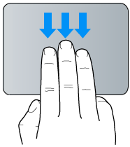 Geste für Bewegen mit drei Fingern