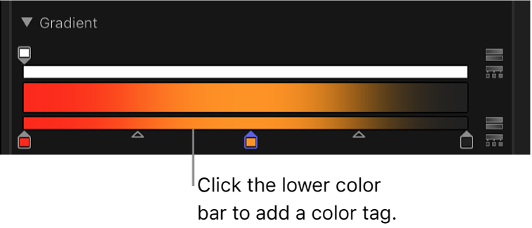 A new color tag appearing below the lower gradient bar in the gradient controls