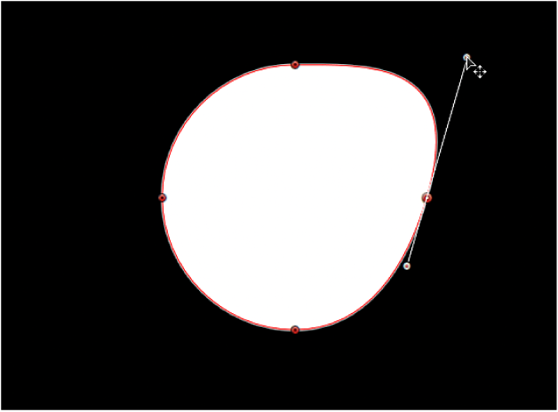 Visualiseur affichant une poignée de tangente dont la longueur est ajustée indépendamment de la poignée de tangente opposée