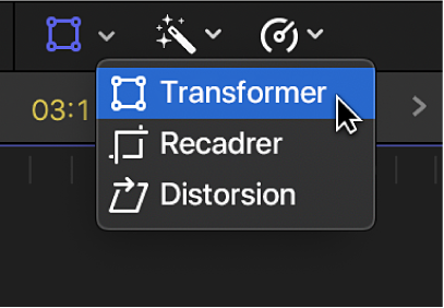 Élément du menu Transformer permettant d’accéder aux commandes Transformer