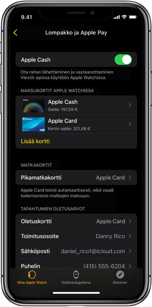 Apple Payn käyttöönotto Apple Watchissa - Apple-tuki (FI)