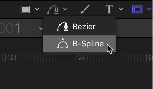 B-Spline-Werkzeug in der Symbolleiste des Canvas