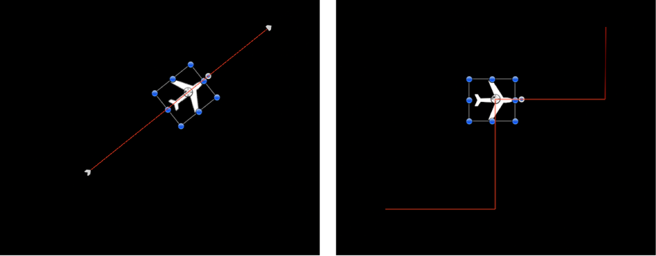 Canvas-Fenster mit dem Effekt, der durch das Hinzufügen des Verhaltens „Quantisierung“ zu einem Objekt mit angewendetem Verhalten „werfen“ erzeugt wird