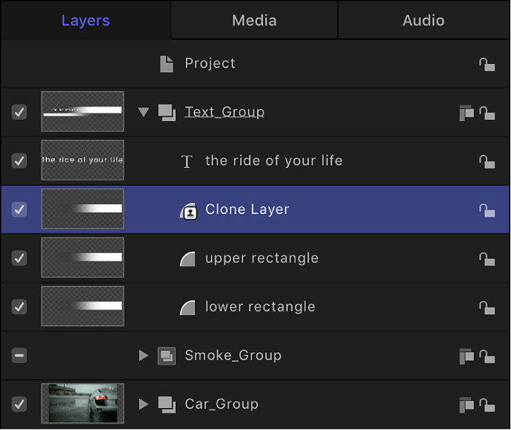 Layers list showing a cloned layer