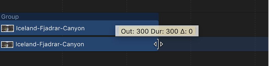 Trim tooltip in the Timeline