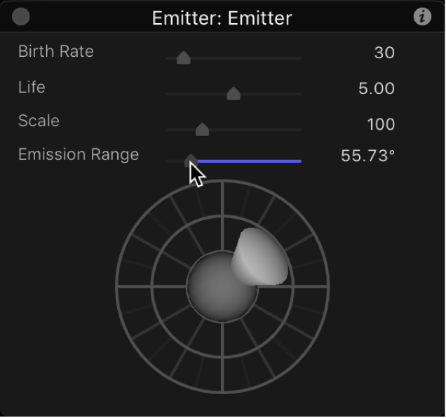 HUD showing 3D emission control with reduced Emission Range