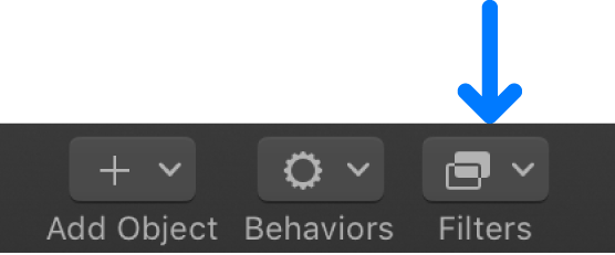 Filters pop-up menu in the toolbar