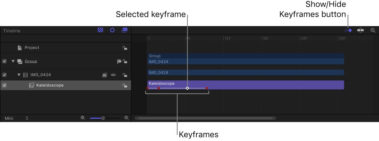View keyframes in the Timeline in Motion - Apple Support
