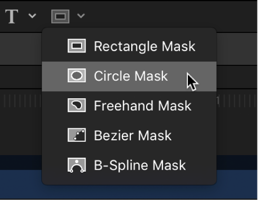 Selecting the Circle Mask tool from the mask shape tools in the canvas toolbar