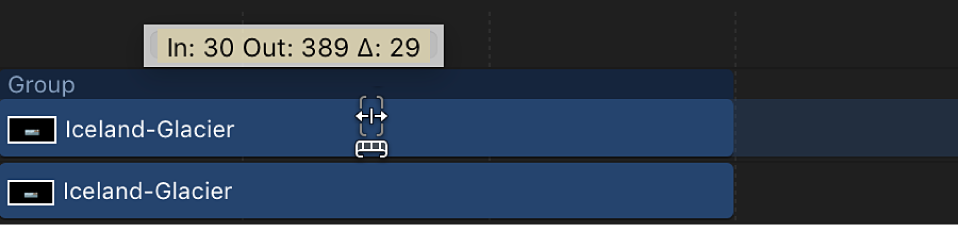 Timeline showing an object being slipped