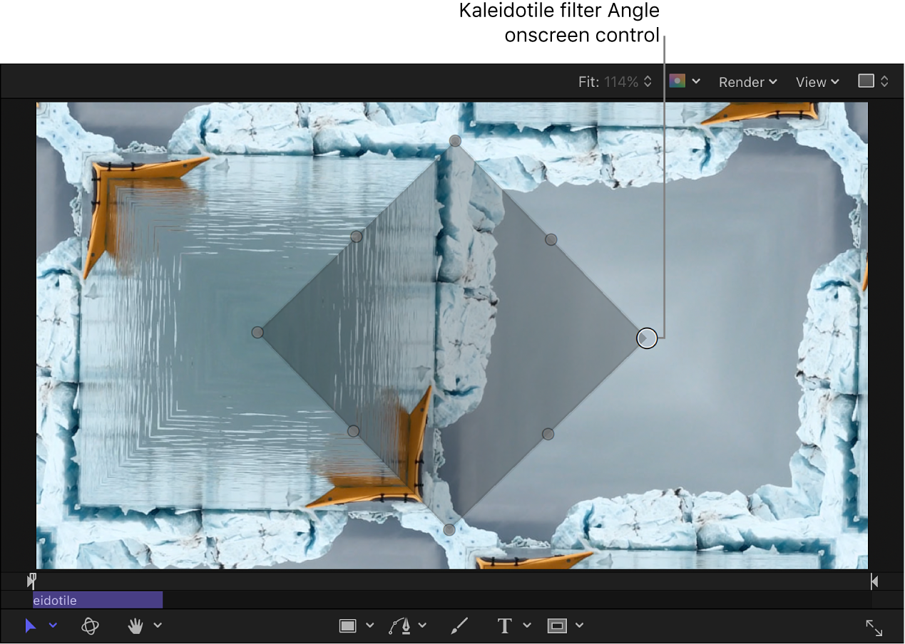 Control en pantalla Ángulo del filtro “Mosaico caleidoscópico”