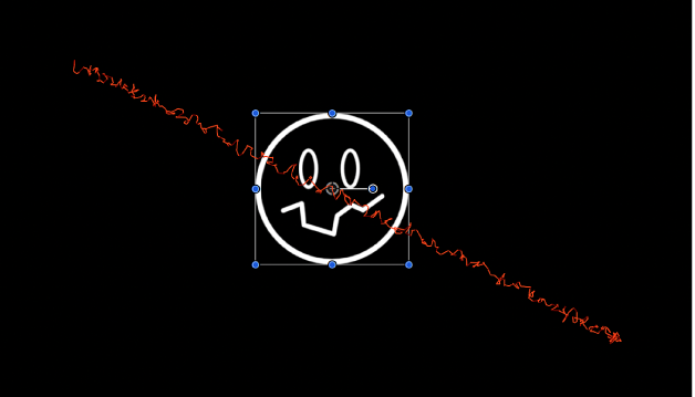 Canevas affichant une trajectoire d’animation générée par les images clés combinées à un comportement